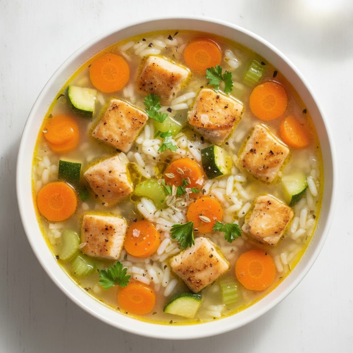 Lemon Chicken Vegetable Rice Soup