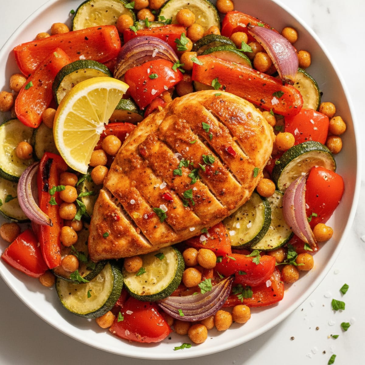 Spicy Harissa Chicken with Roasted Vegetables