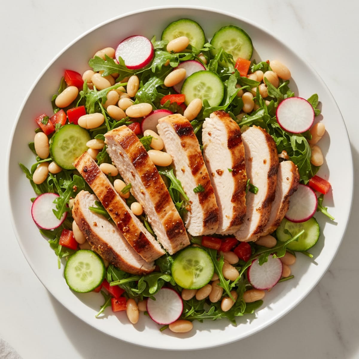 Grilled Turkey Breast Salad with White Beans and Crunchy Vegetables