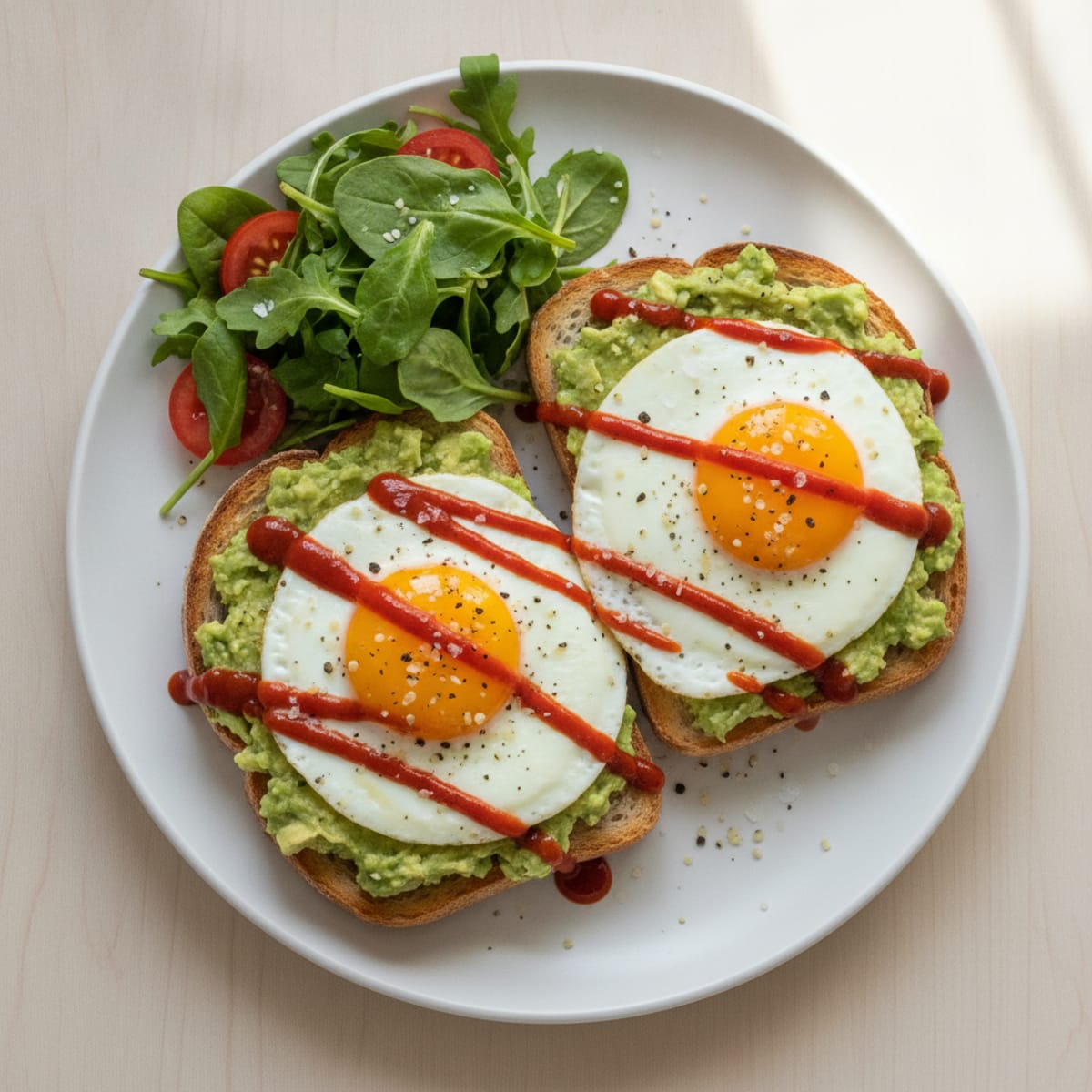 Sriracha Eggs with Avocado Sourdough Toast