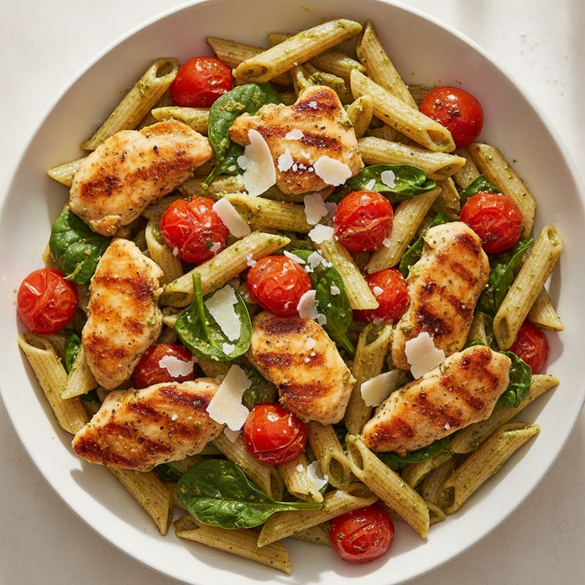 Pesto Chicken with Cherry Tomatoes Pasta