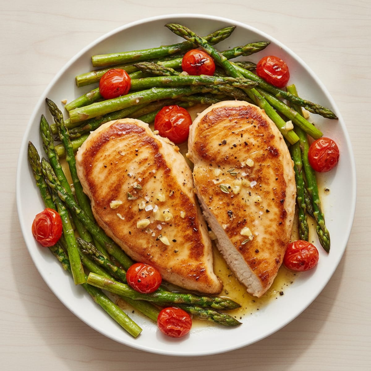 Pan-Seared Chicken with Roasted Asparagus