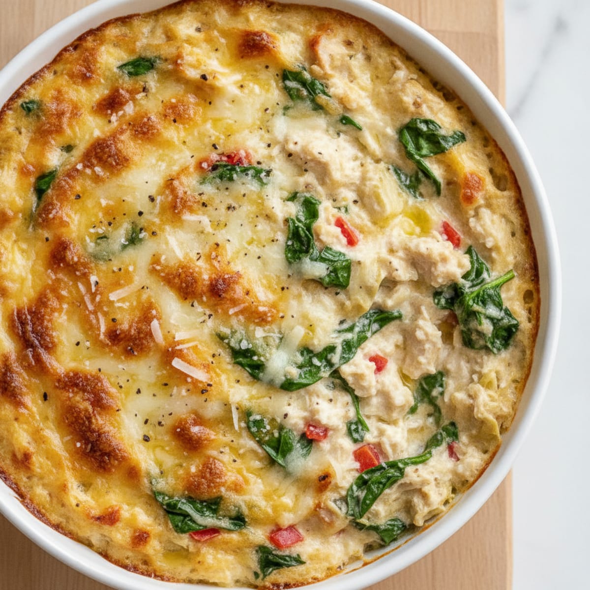 High-Protein Baked Spinach Artichoke Dip