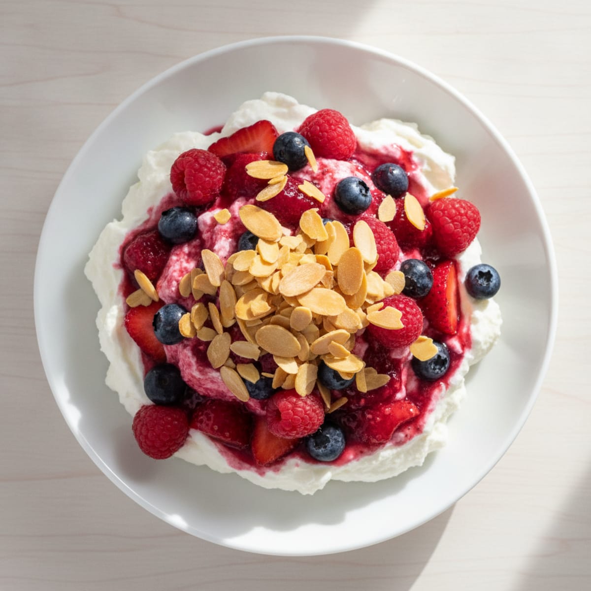Greek Yogurt Protein Parfait with Mixed Berries and Almonds
