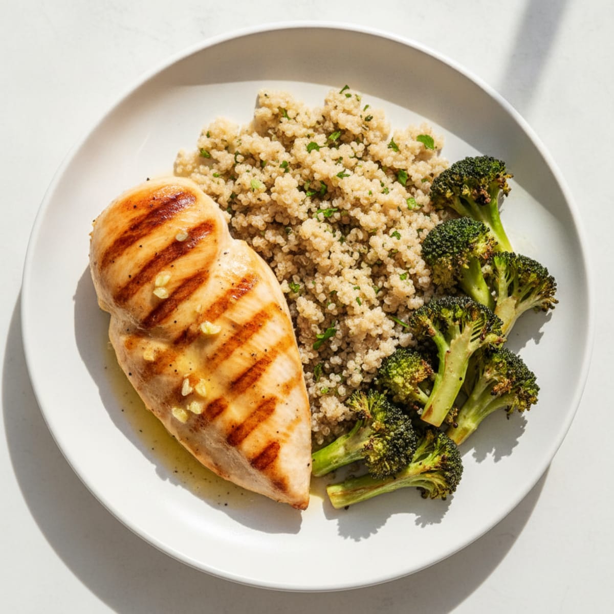 Grilled Chicken Breast with Roasted Broccoli and Quinoa