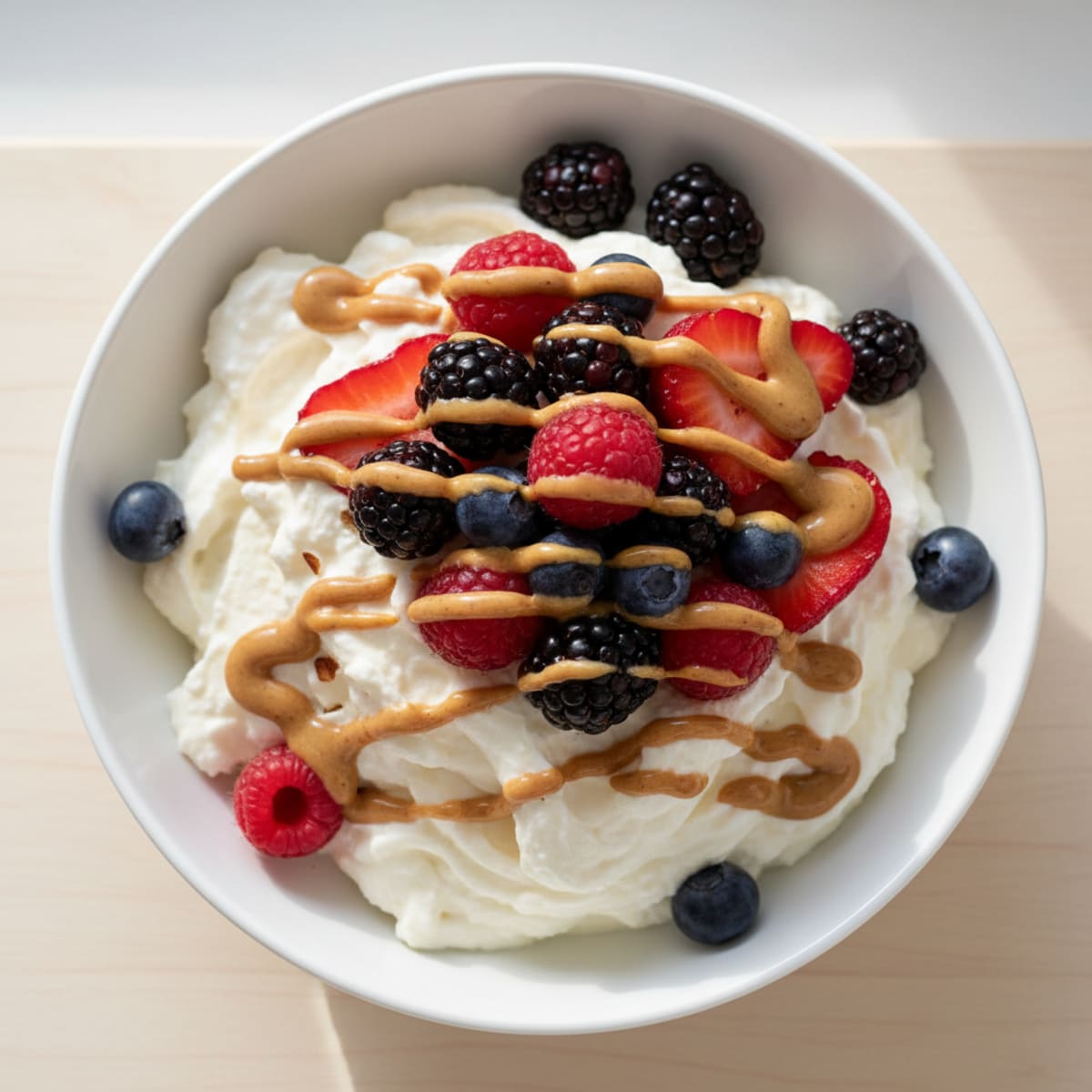 Silky Greek Yogurt Protein Mousse with Mixed Berries