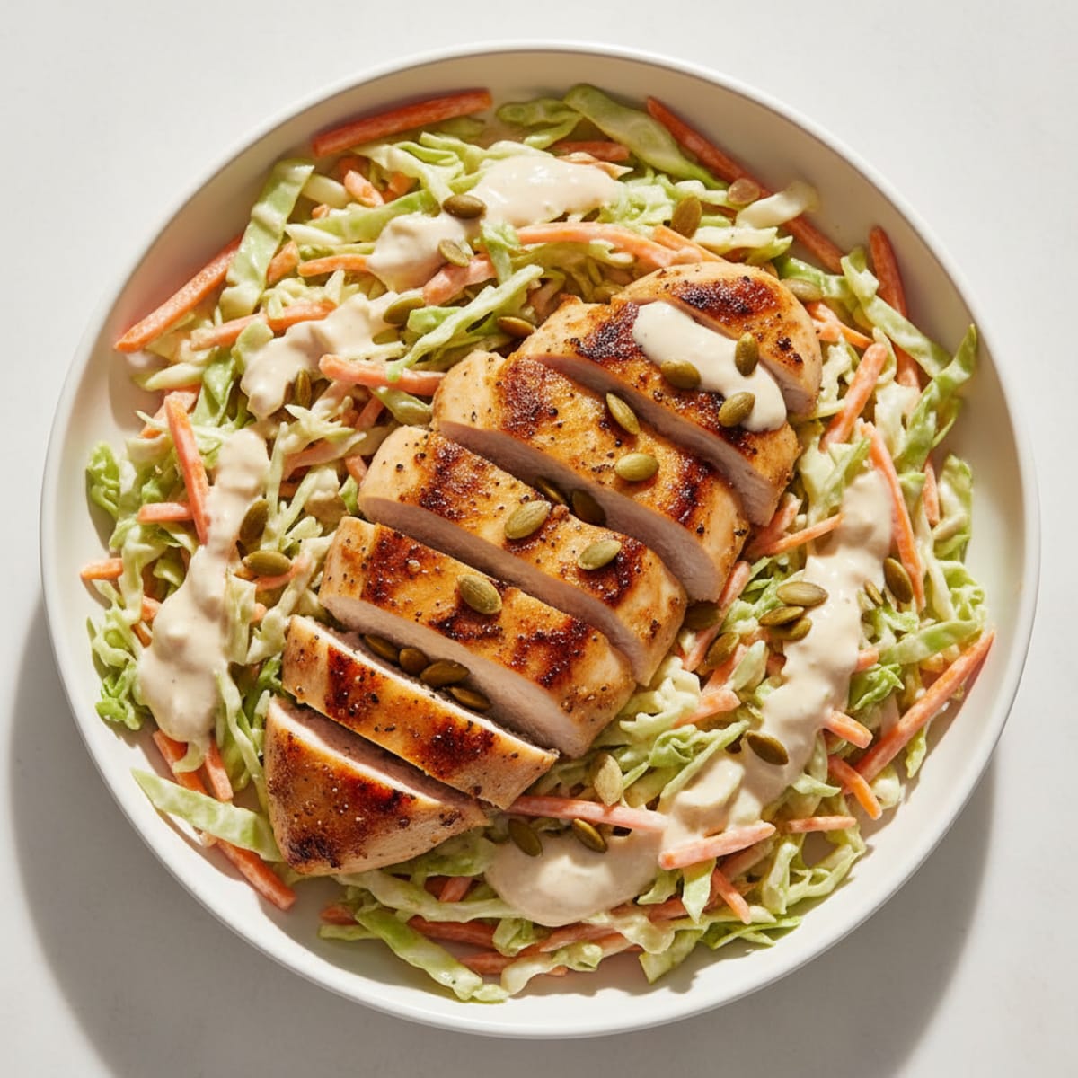 Grilled Chicken Breast with Crunchy Cabbage Slaw