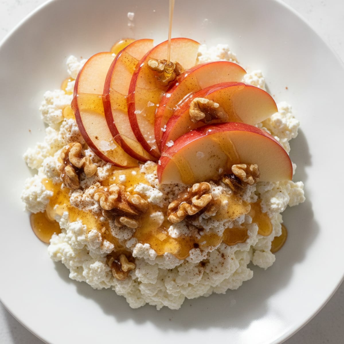 High-Protein Apple and Honey Cottage Cheese Bowl