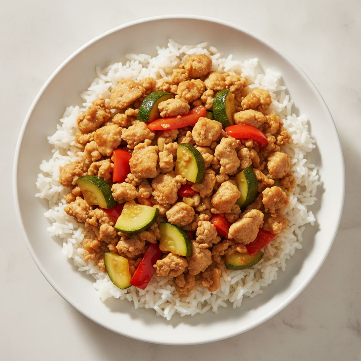 Savory Ground Chicken and Ginger Vegetable Bowl