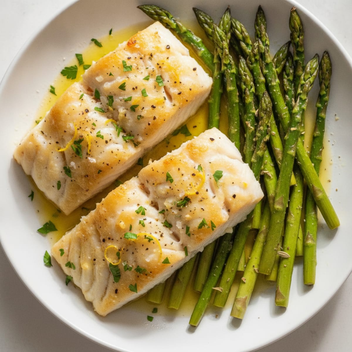 Lemon Herb Baked Cod with Asparagus