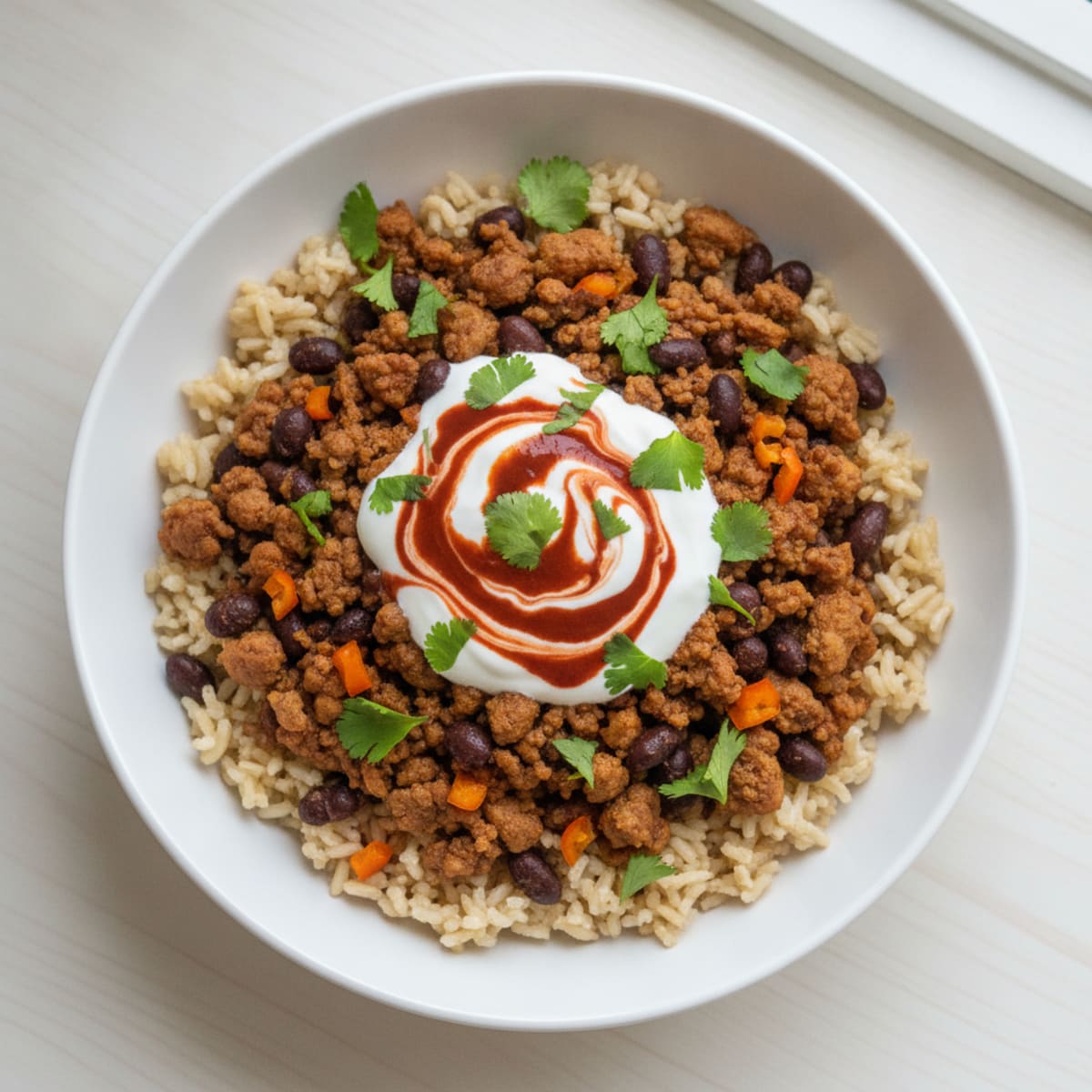 Spicy Turkey and Black Bean Rice Bowl