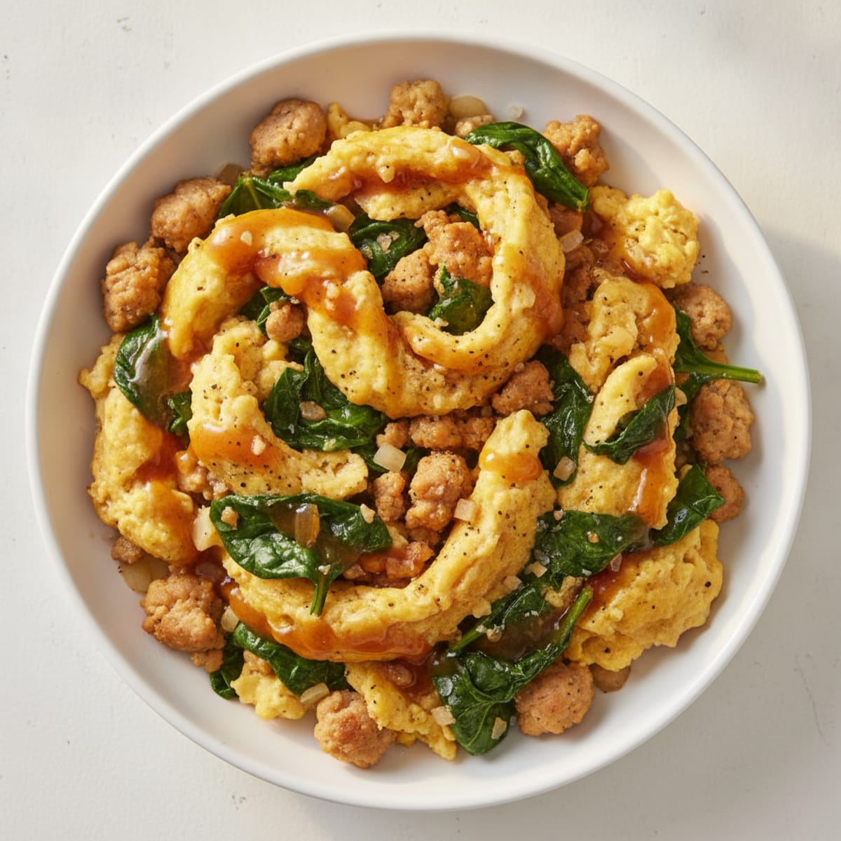 Maple-Glazed Sausage and Egg Scramble