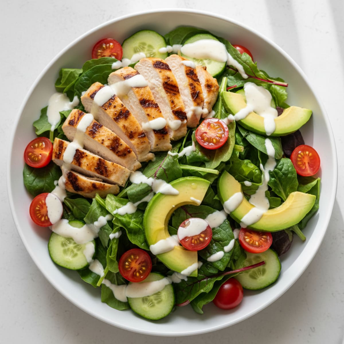 Grilled Chicken Salad with Creamy Greek Yogurt Dressing