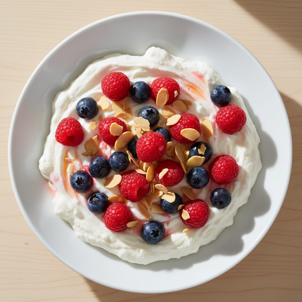 Greek Yogurt Protein Parfait with Mixed Berries and Almonds