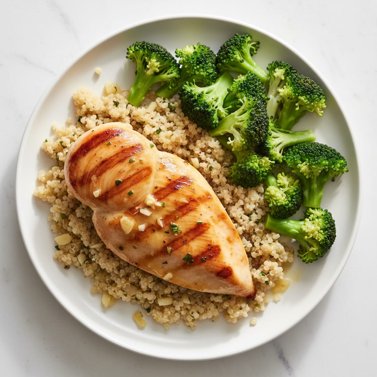 Grilled Chicken Breast with Quinoa and Steamed Broccoli