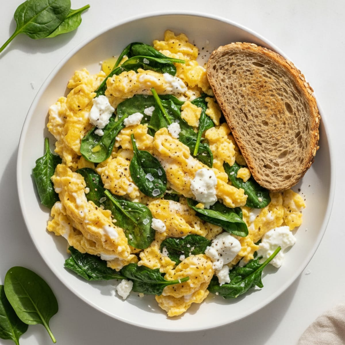 High-Protein Scrambled Eggs with Spinach