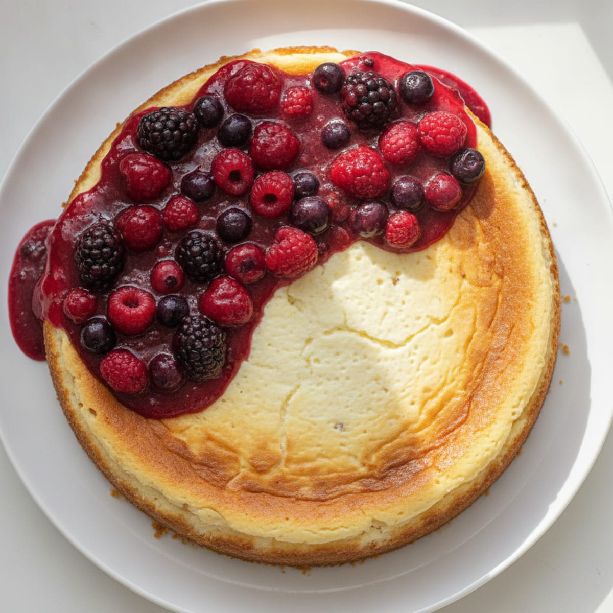 Greek Yogurt Protein Cheesecake with Mixed Berries