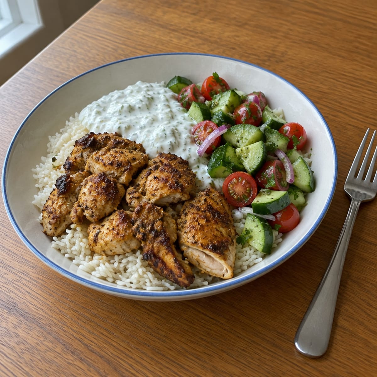Chicken shawarma rice bowl