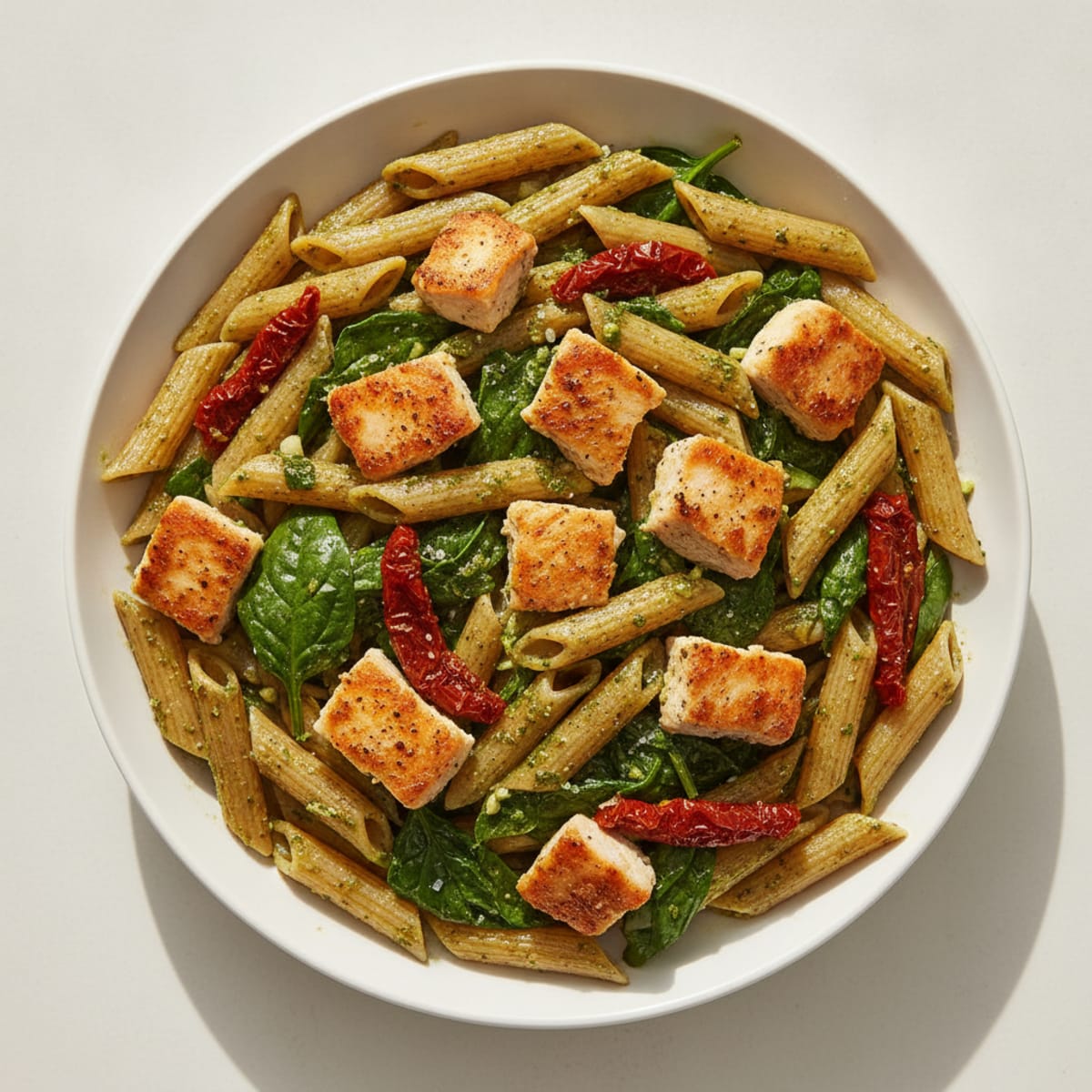 Pesto Chicken Pasta with Sun-Dried Tomatoes