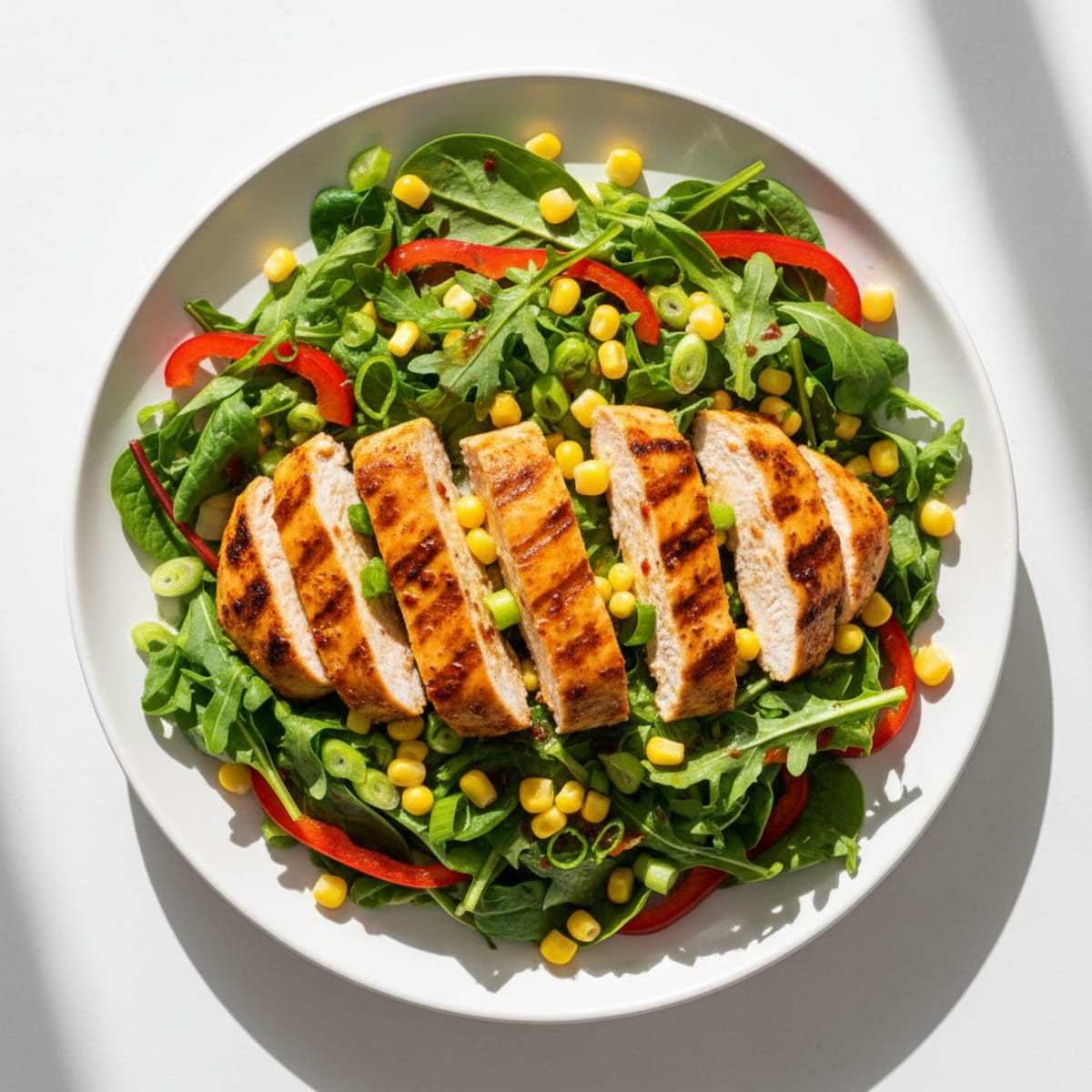 Spicy Grilled Chicken Salad with Chili-Lime Dressing and Mixed Vegetables