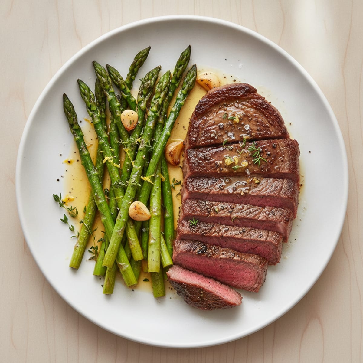 Garlic Butter Steak with Roasted Asparagus