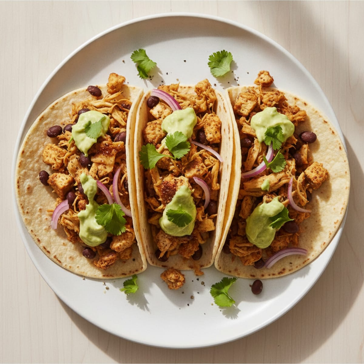 Jackfruit Carnitas Tacos with Avocado Crema