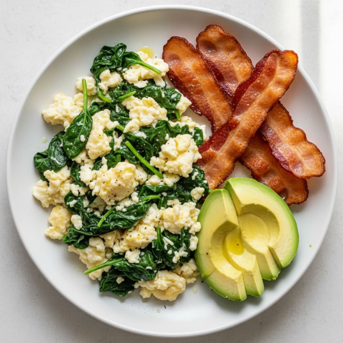 Egg White and Spinach Scramble with Turkey Bacon