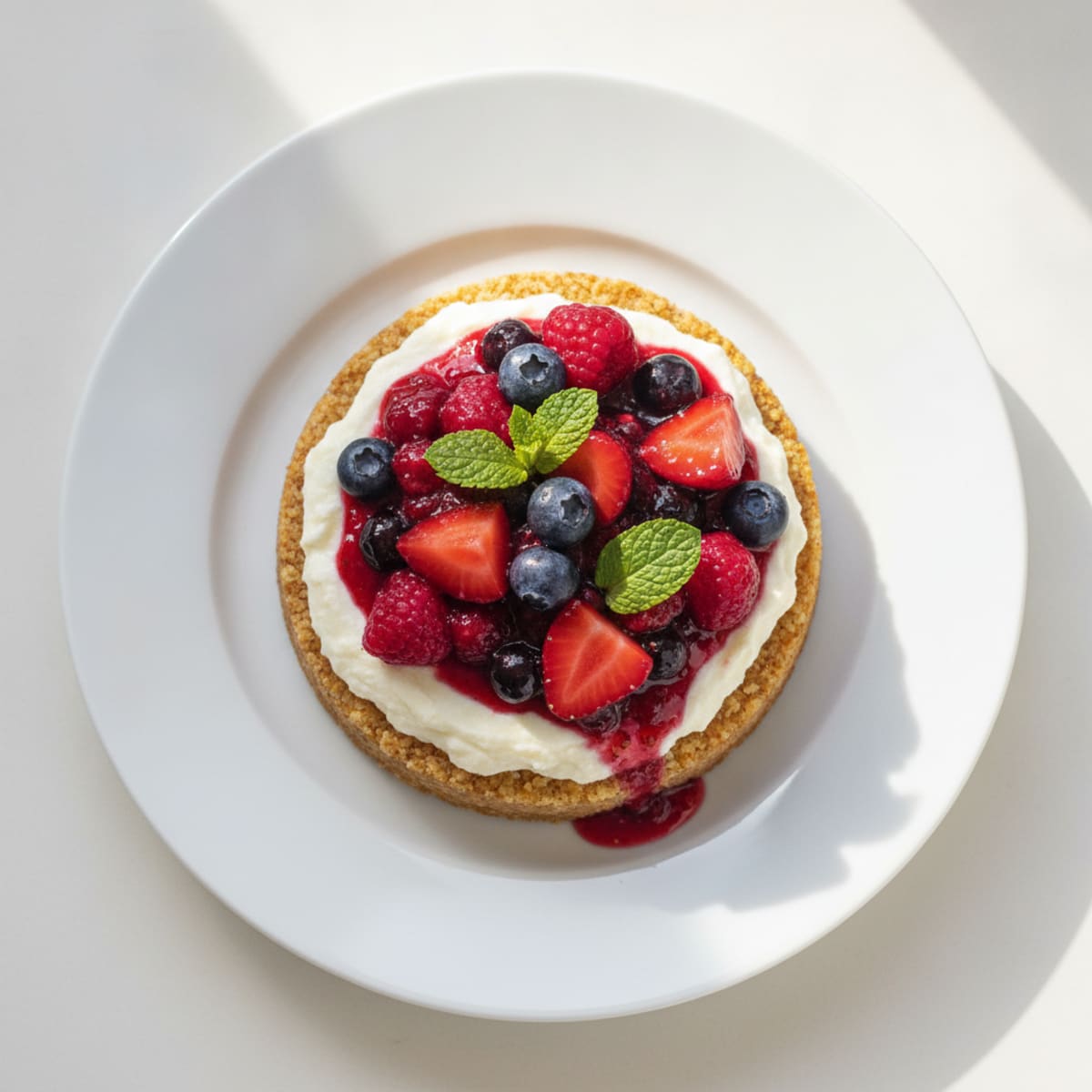Greek Yogurt Protein Cheesecake with Mixed Berries