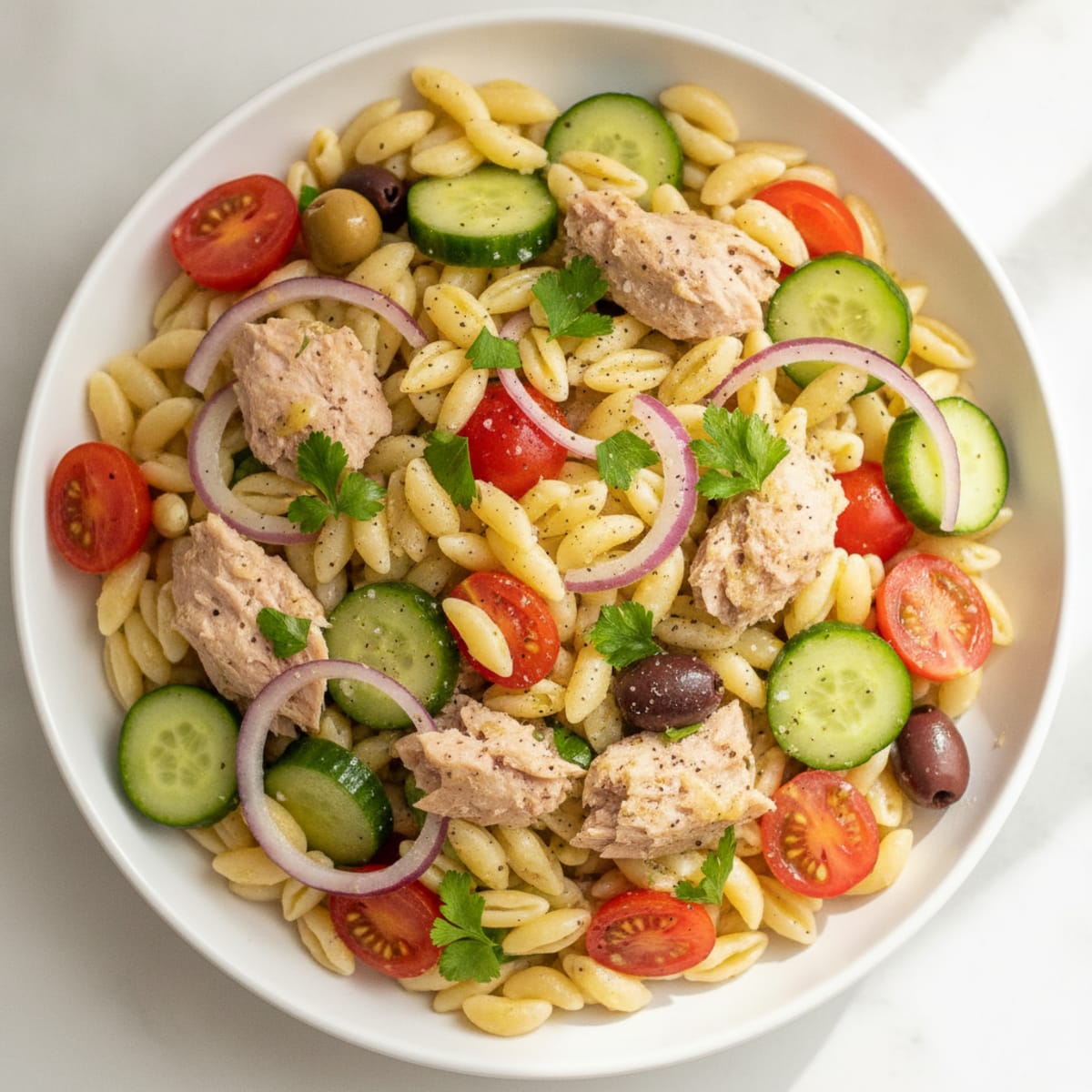 Mediterranean Tuna and Orzo Salad