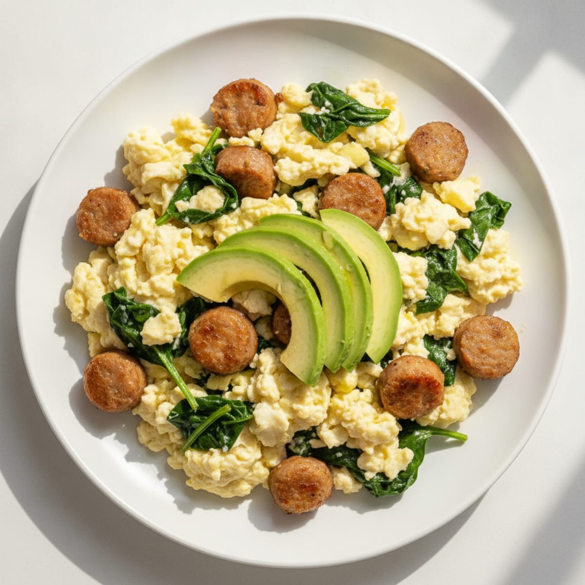 Egg White and Turkey Sausage Scramble with Spinach