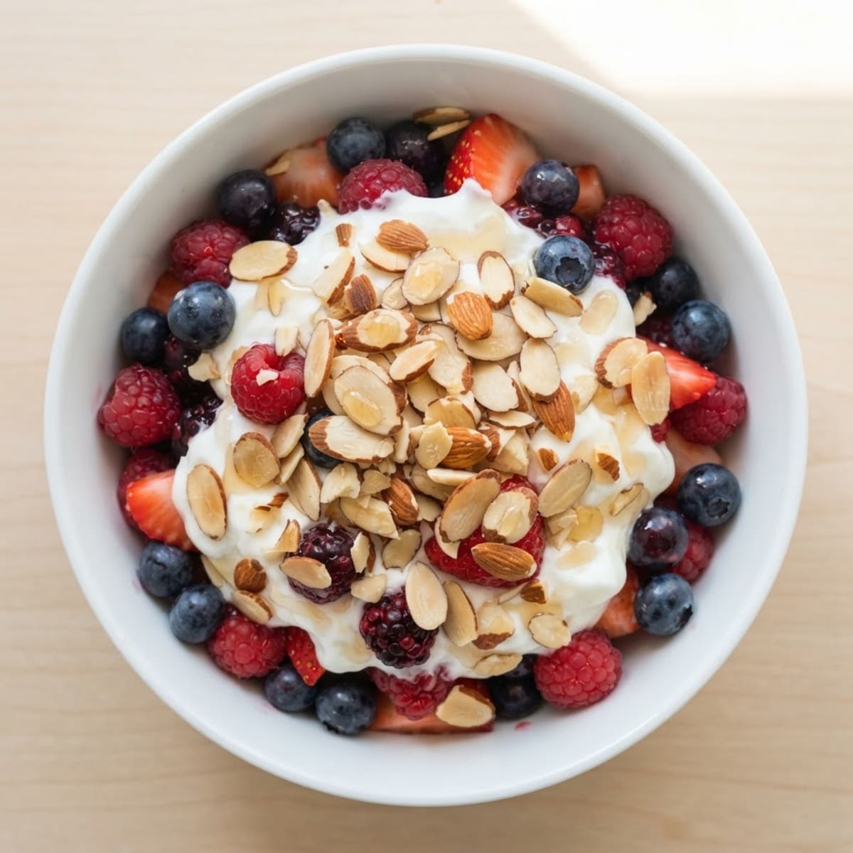 Greek Yogurt Protein Parfait with Berries and Almonds