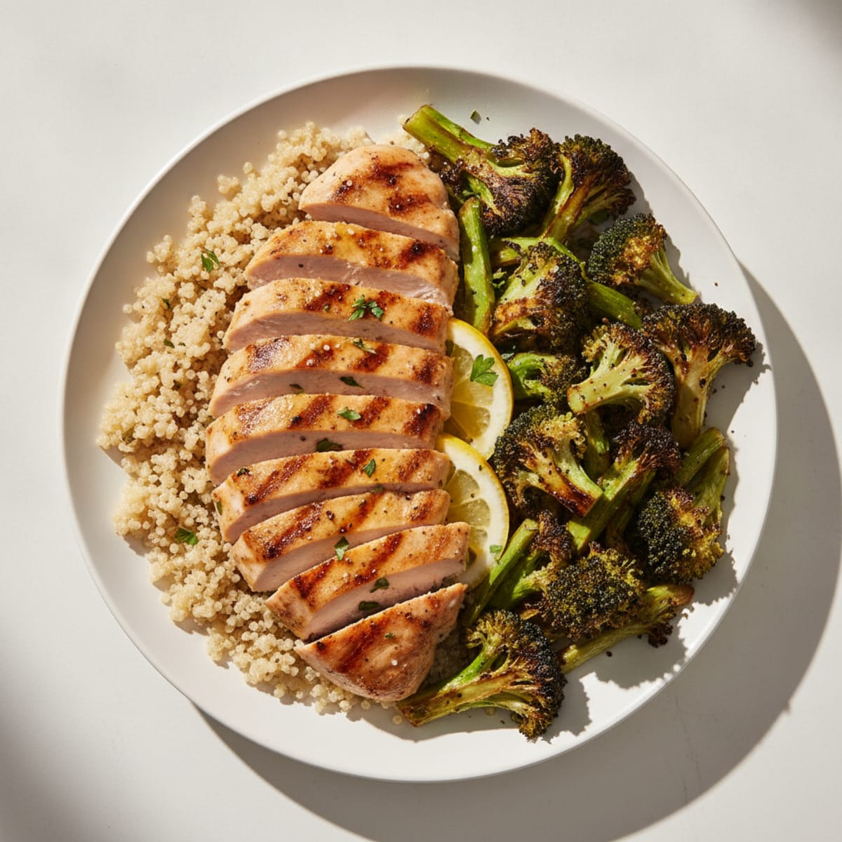 Grilled Turkey Breast with Quinoa and Roasted Broccoli