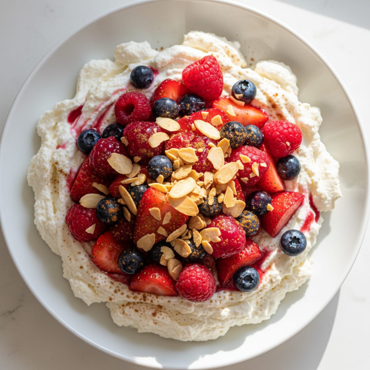 High-Protein Greek Yogurt with Chicken Protein Powder and Mixed Berries
