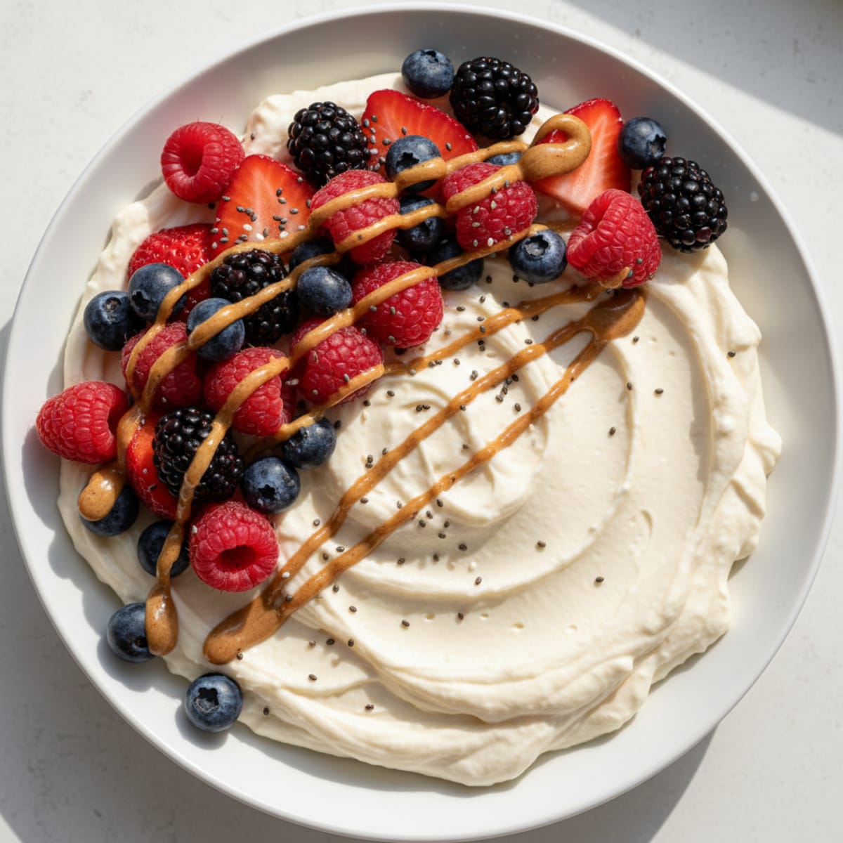 Silky Greek Yogurt Protein Mousse with Mixed Berries