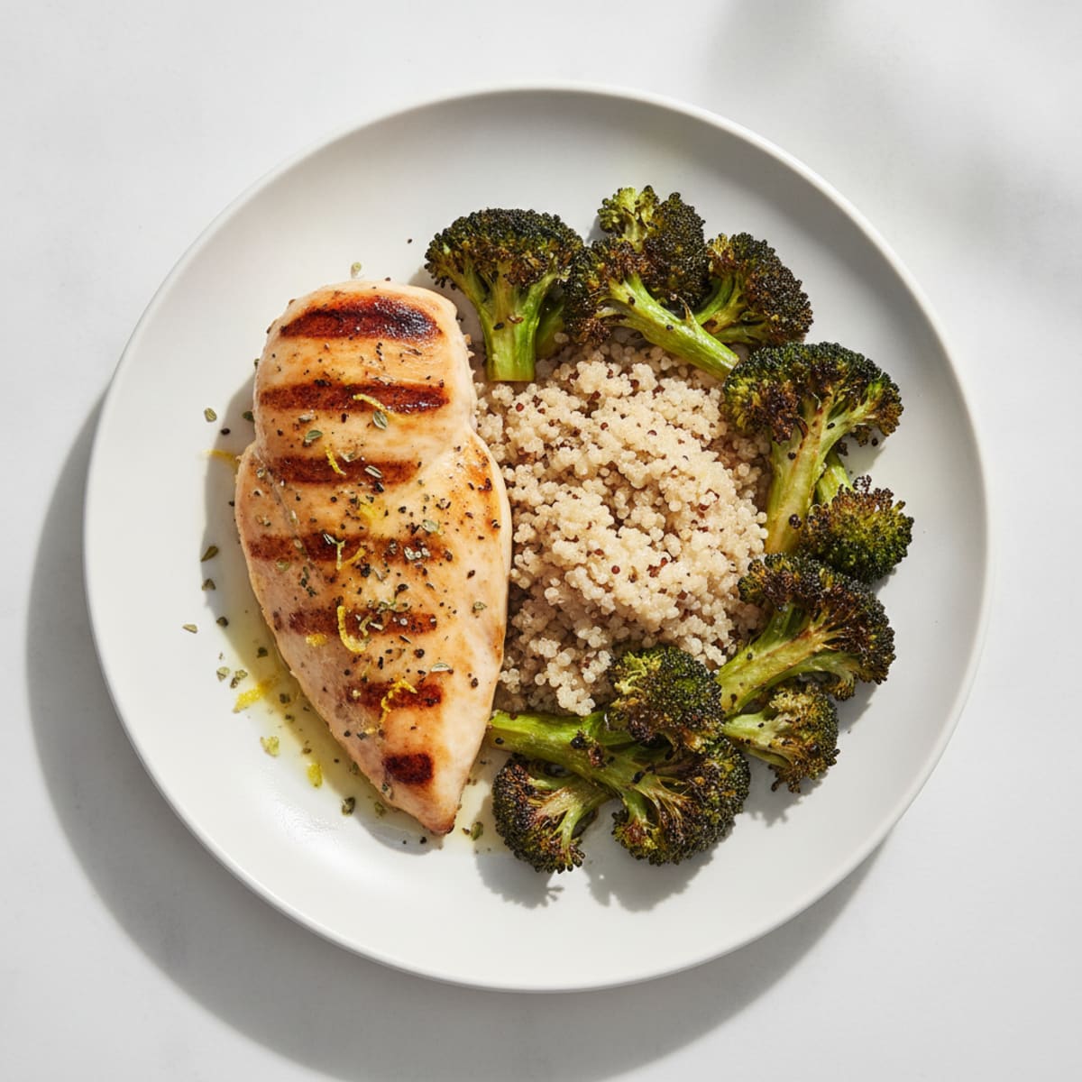 Grilled Chicken Breast with Roasted Broccoli and Quinoa