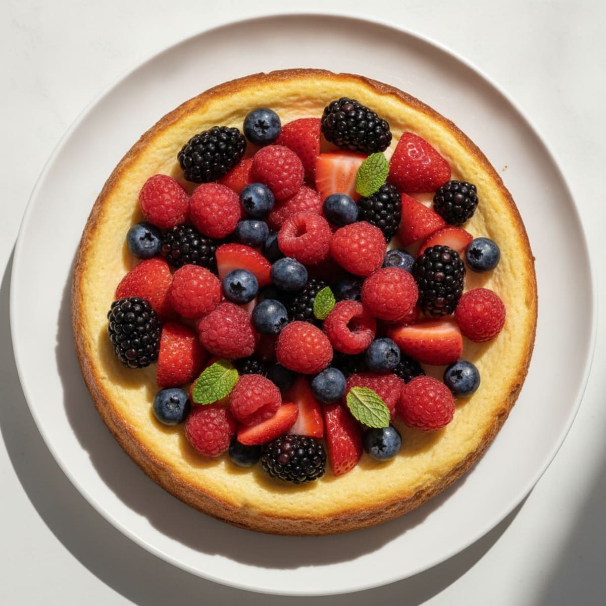 Silky Greek Yogurt Protein Cheesecake with Fresh Berries