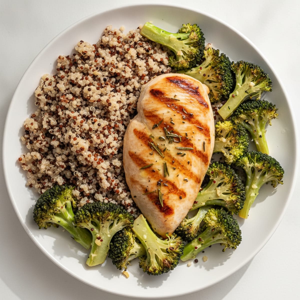 Grilled Chicken Breast with Roasted Broccoli and Quinoa