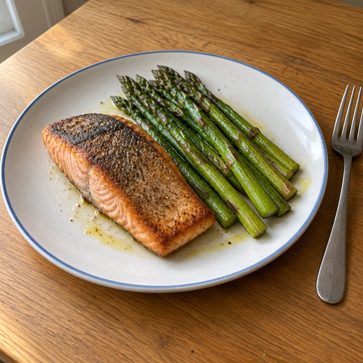 Pan-seared salmon with asparagus