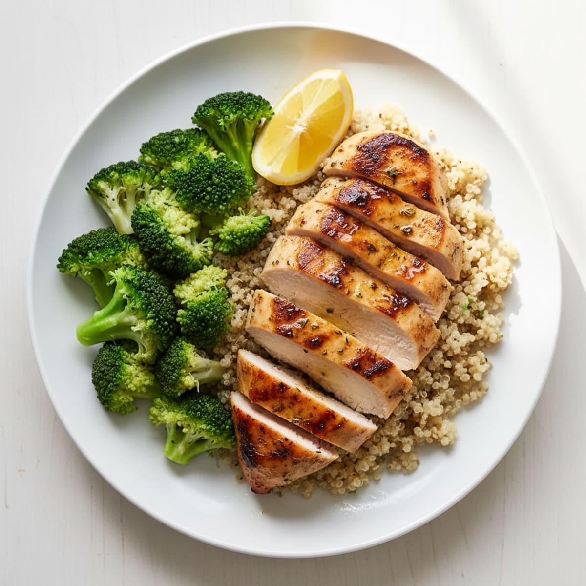 Grilled Chicken Breast with Quinoa and Steamed Broccoli