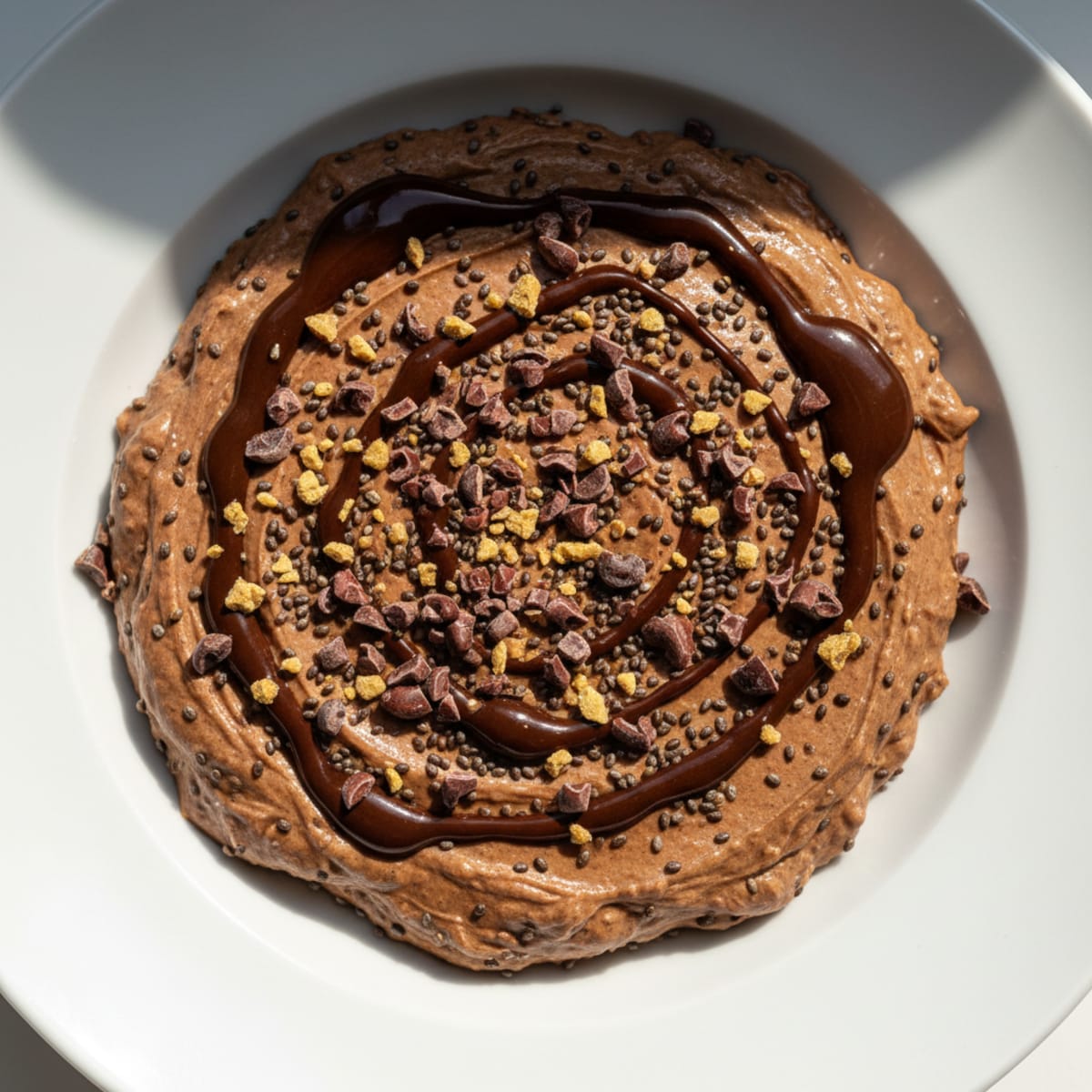 Greek Yogurt Chocolate Protein Mousse with Chia Seeds