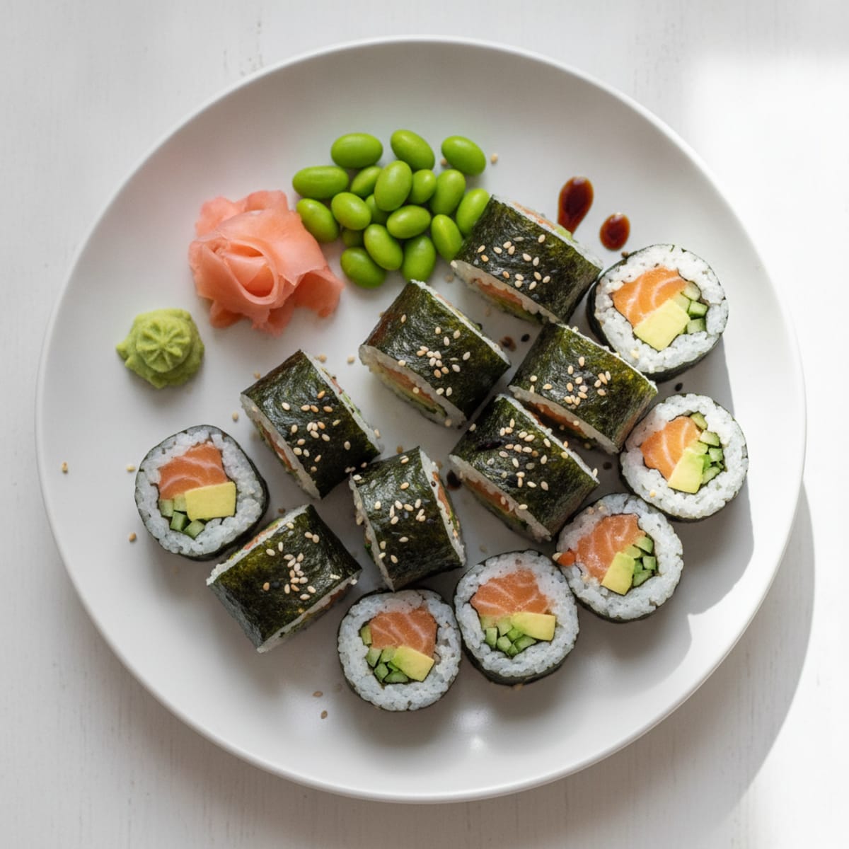 Fresh Salmon & Avocado Sushi Rolls