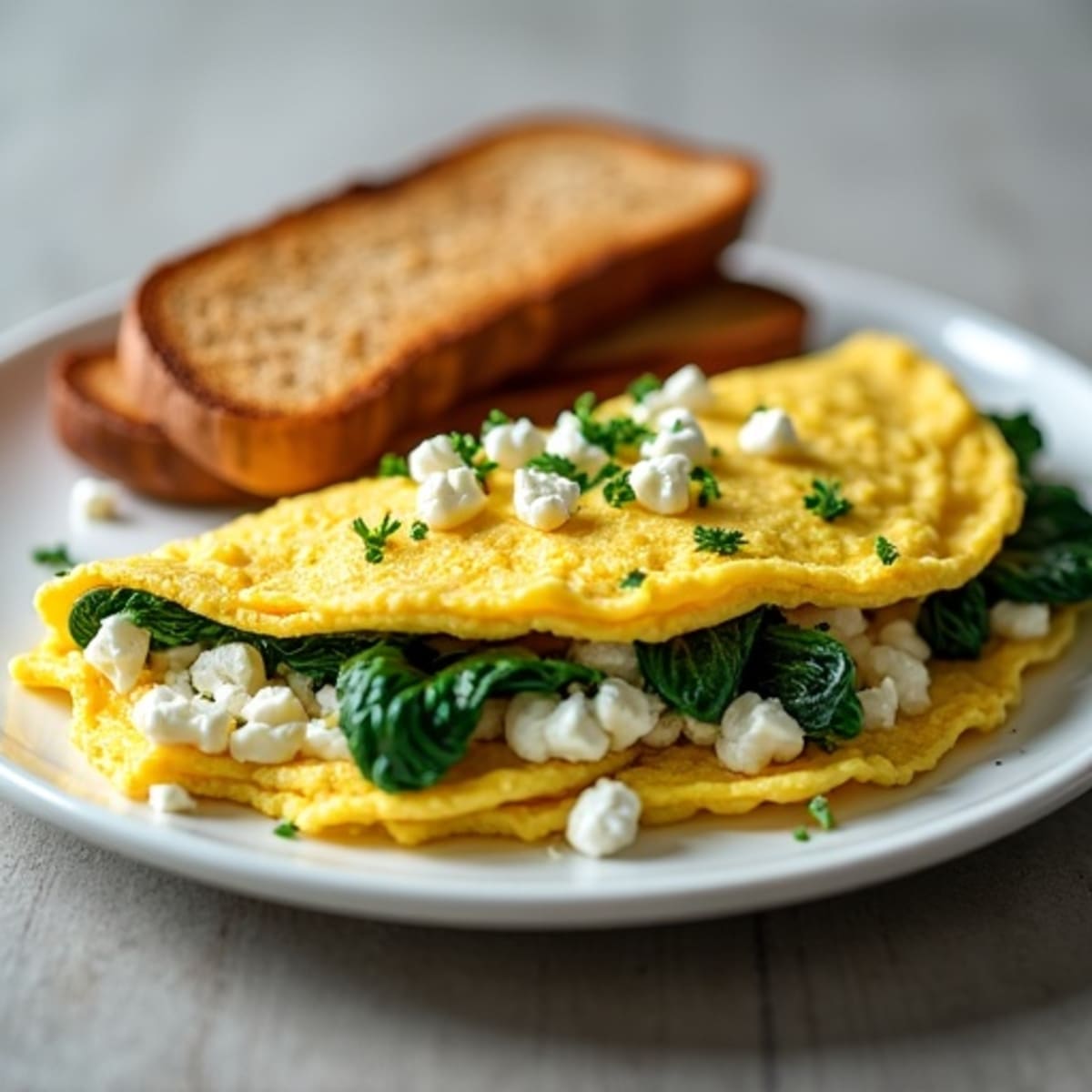 Fluffy Spinach Feta Egg White Omelette