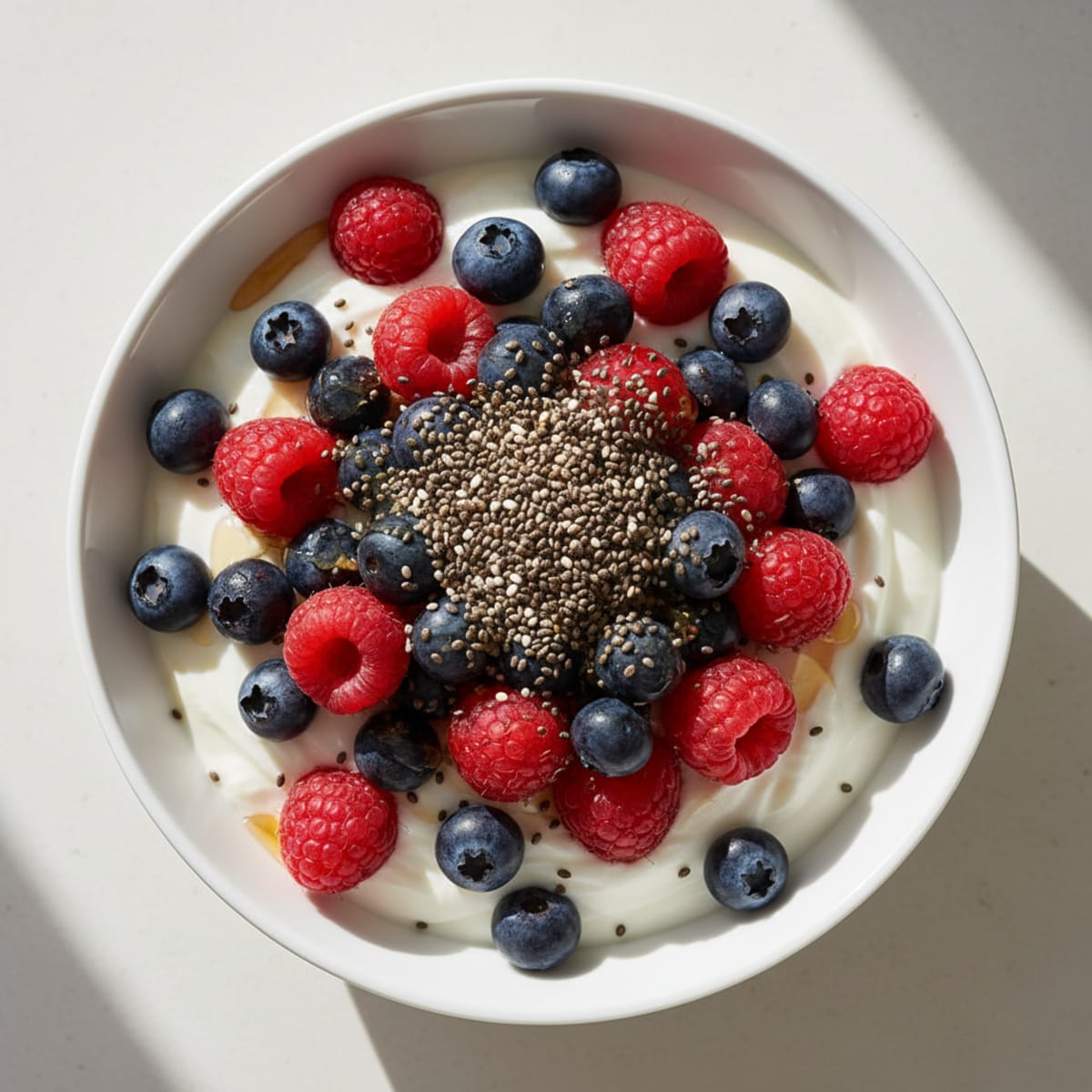 Greek Yogurt Parfait with Mixed Berries and Chia Seeds
