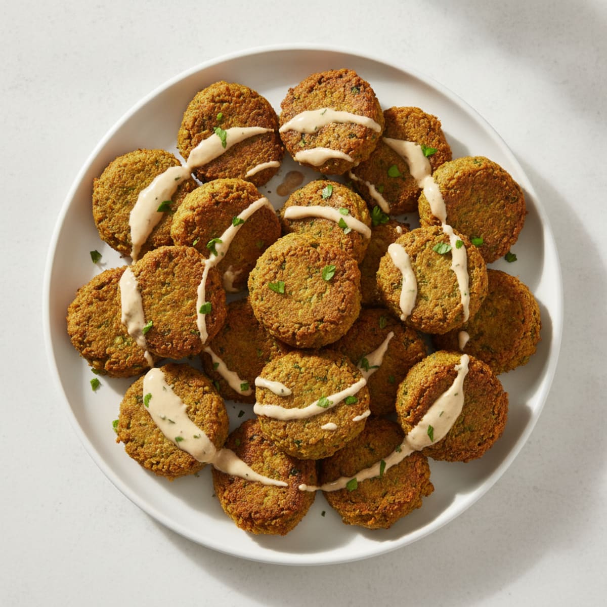 Crispy Falafel with Tahini Yogurt Sauce