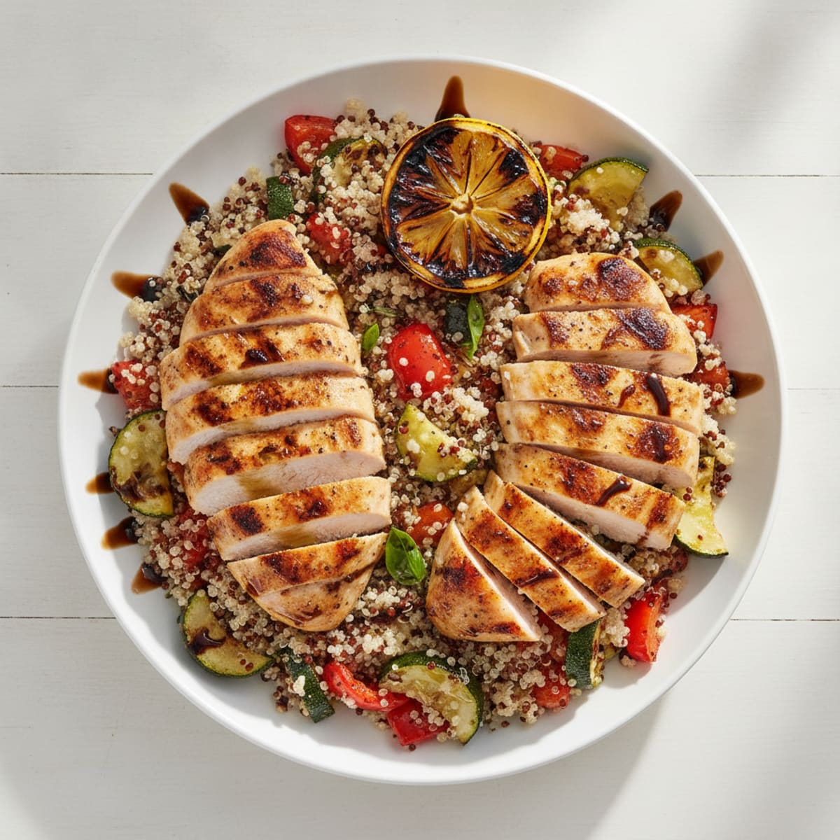 Grilled Chicken and Quinoa Power Bowl with Roasted Vegetables