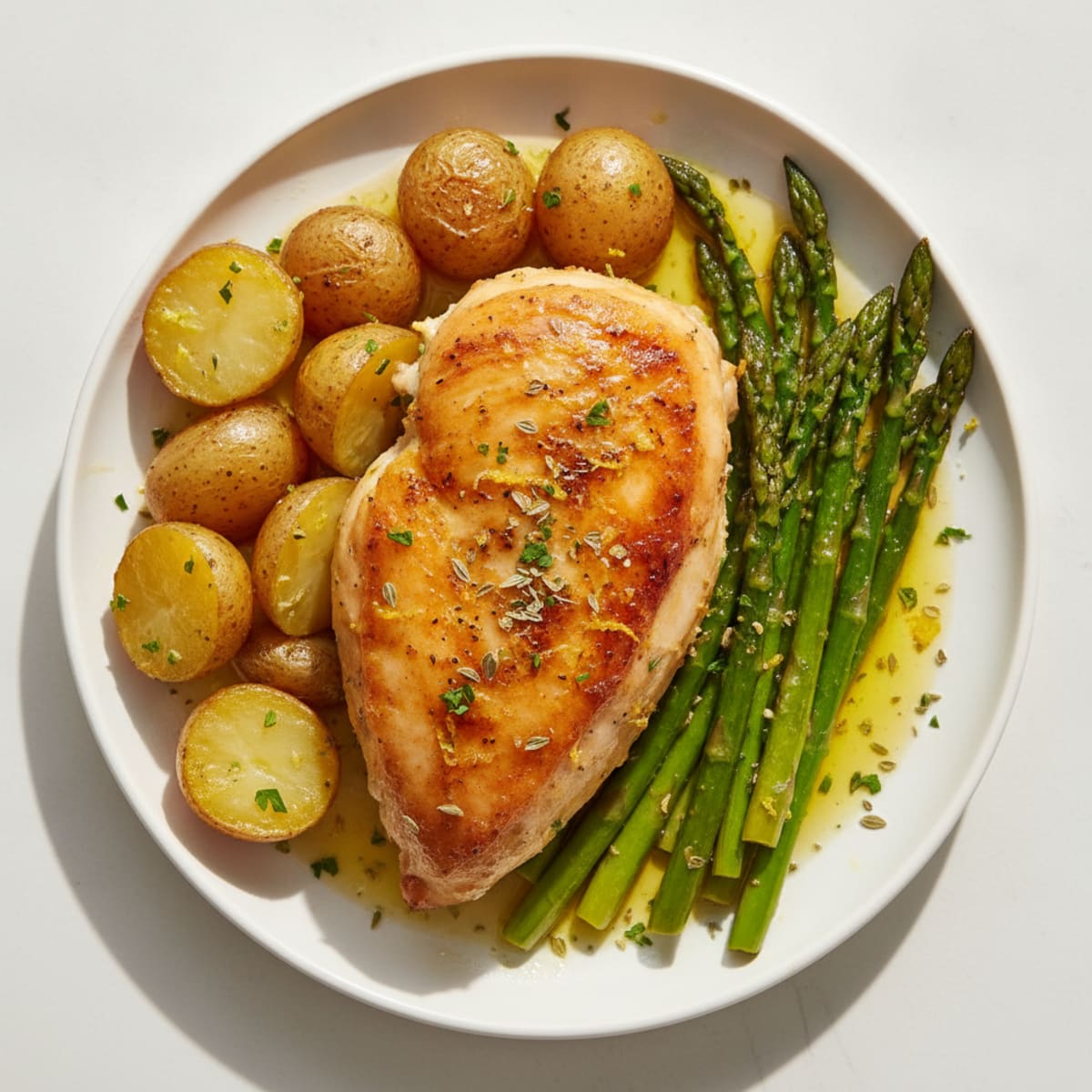Lemon Herb Roasted Chicken with Asparagus