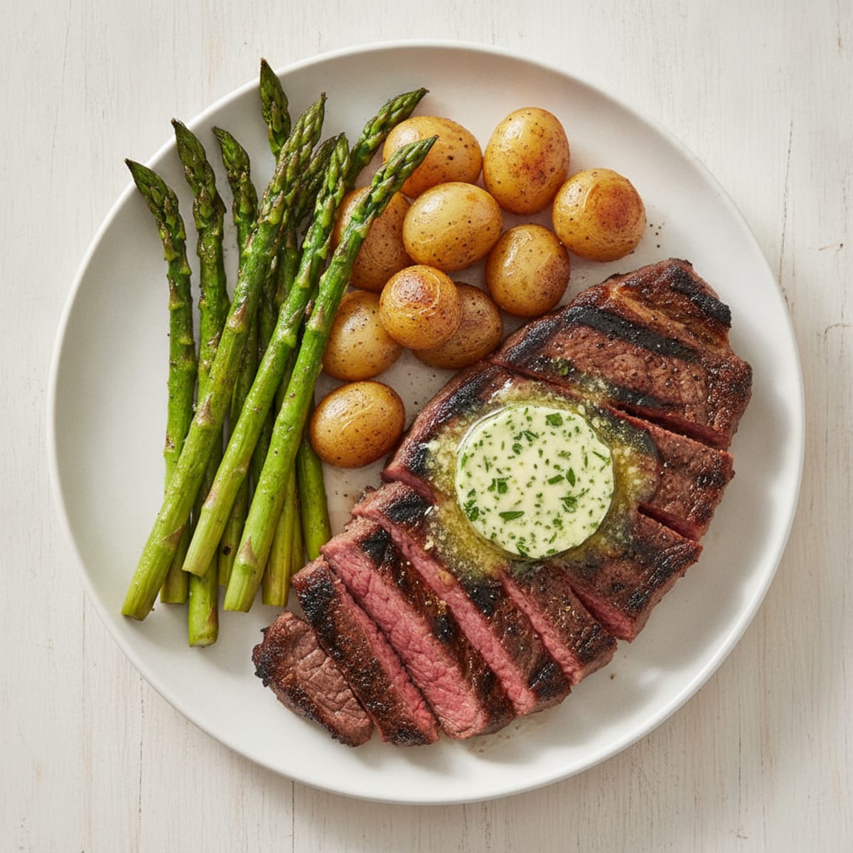 Charcoal-Grilled Steak with Herb Butter