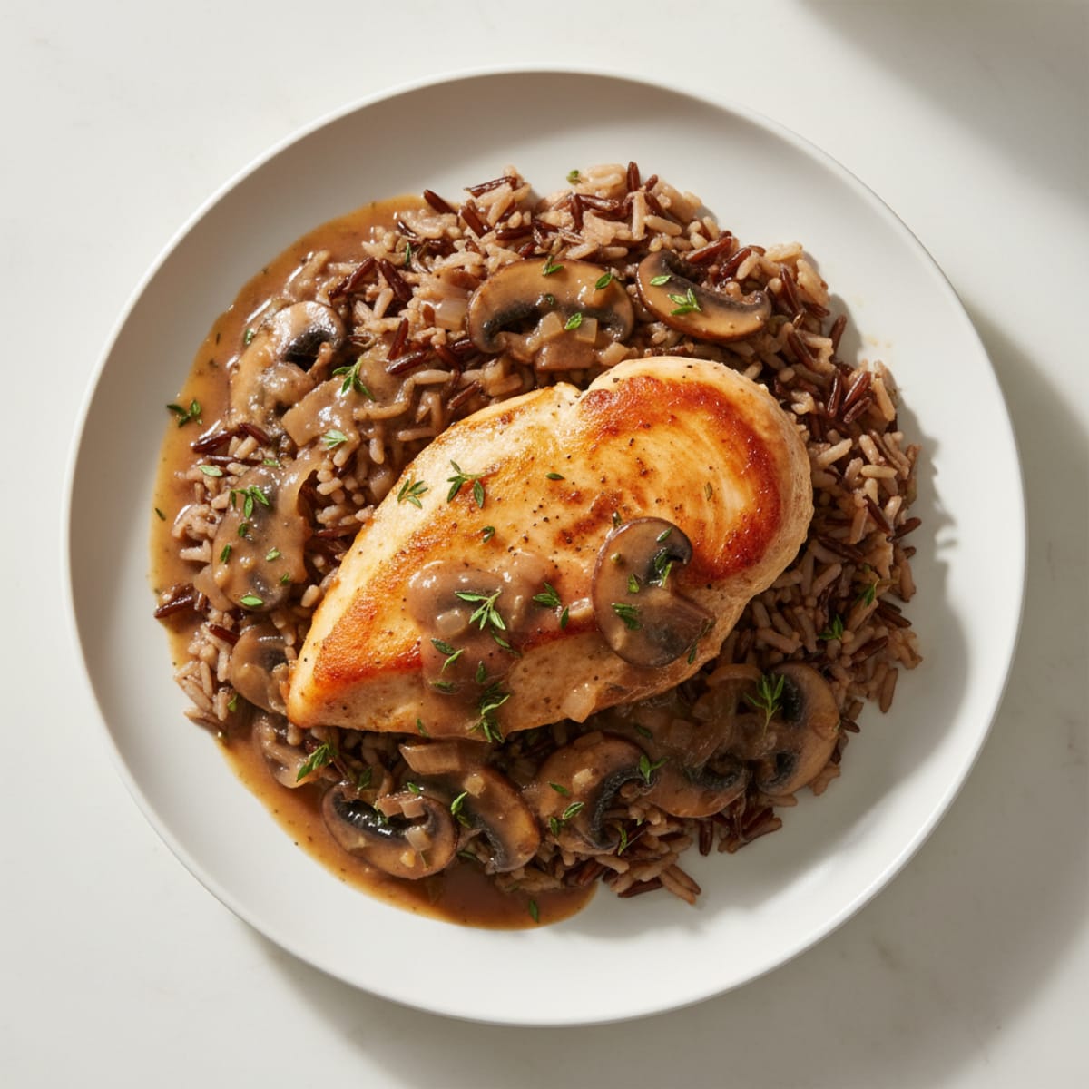 Chicken and Wild Rice with Mushroom Gravy