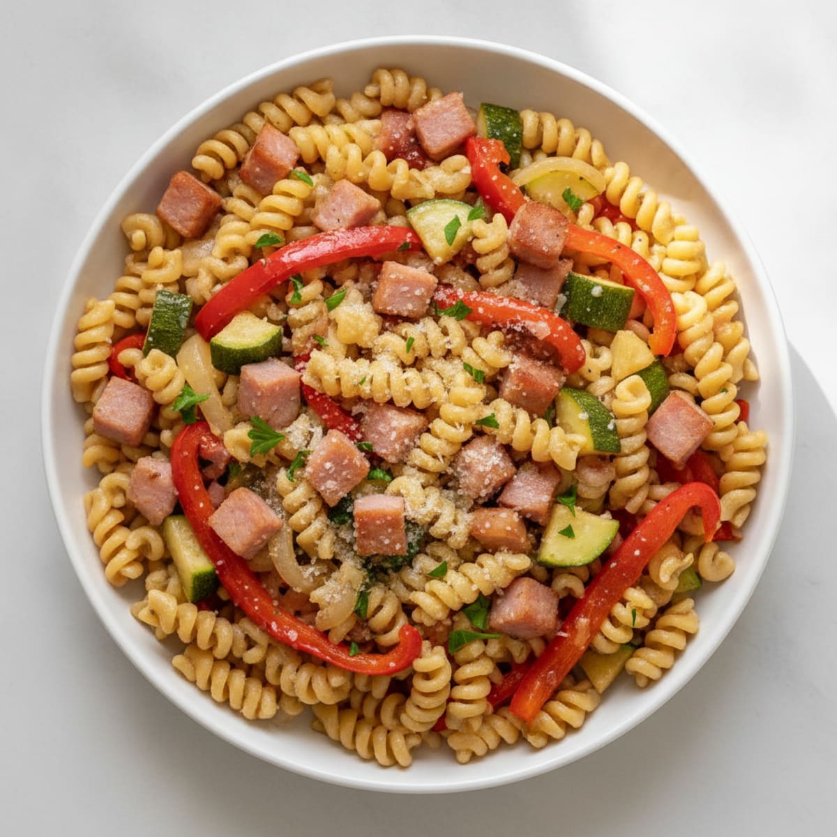 Ham and Vegetable Pasta Skillet