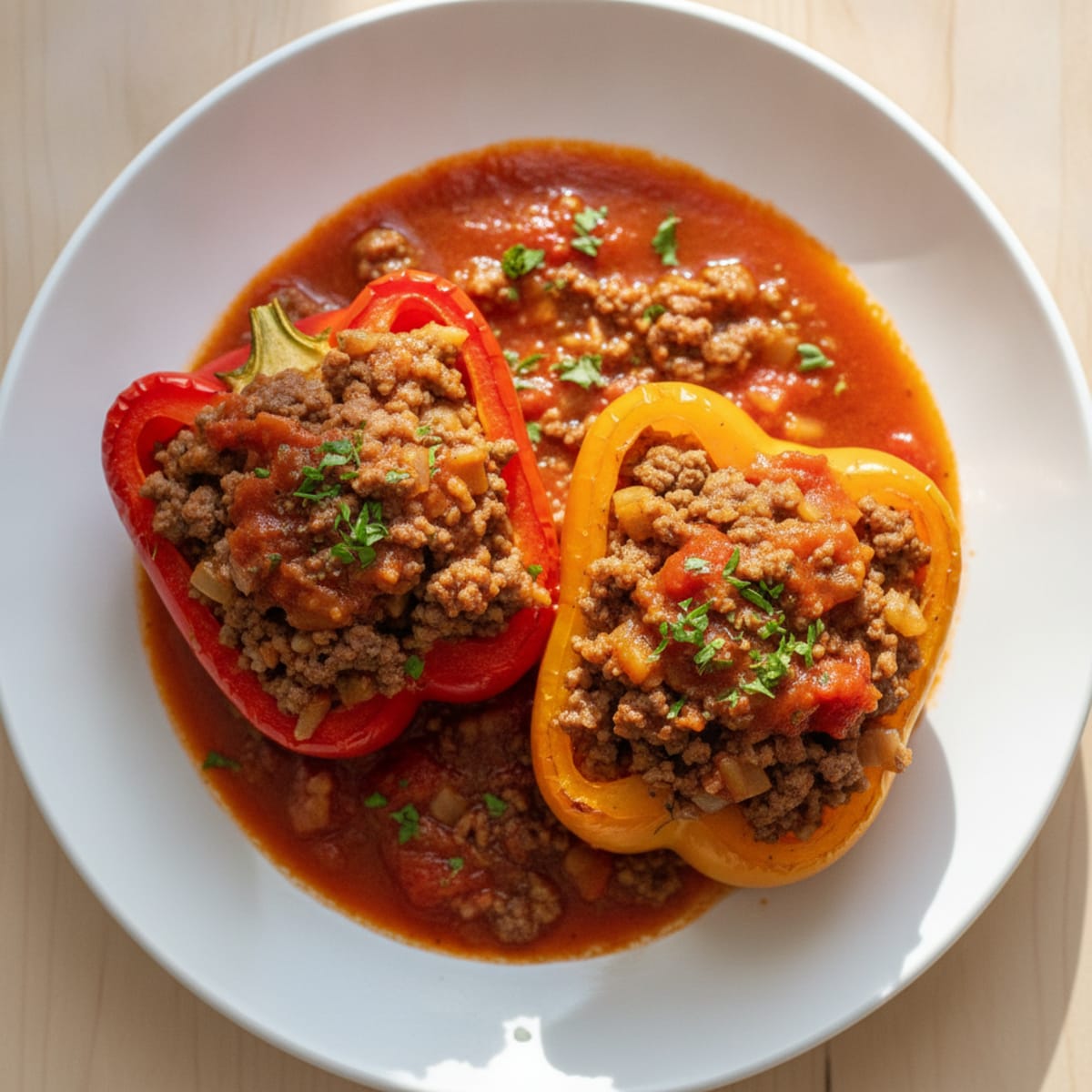 Beef and Rice Stuffed Bell Peppers